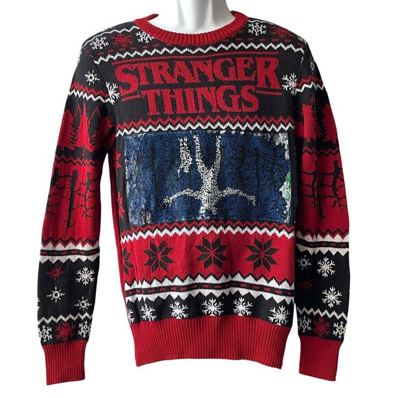 Copied - Stranger Things Changeable Sequin Ugly Christmas Sweater Size XL - Picture 1 of 5